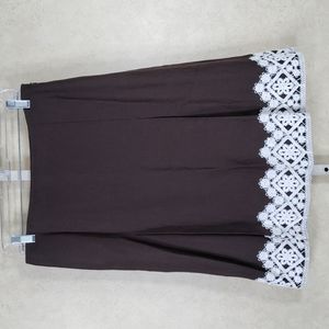 09194 Loft brown linen and lace skirt 10 NWT